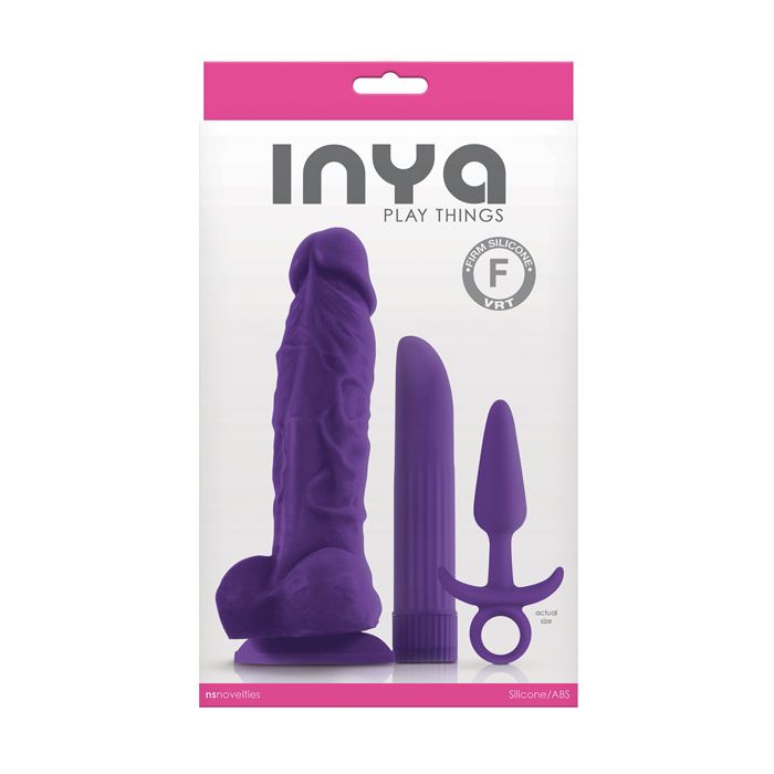 INYA Play Things Set of Plug, Dildo & Vibrator - Purple - NSN-0550-05-657447099502-Plezzure-Vibrating Dildos