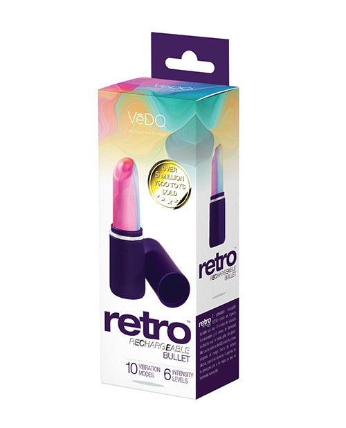 VeDO Retro Rechargeable Bullet Lip Stick Vibe - Purple - VI-F1813-850052871123-Plezzure-Bullet Vibrator