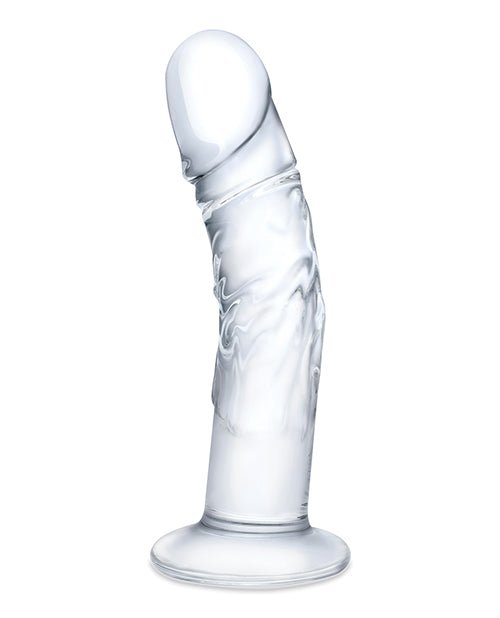 Glas 7" Realistic Curved Glass Dildo w/Veins - Clear - GLAS-505-4890808250501-Plezzure-G-Spot Dildo