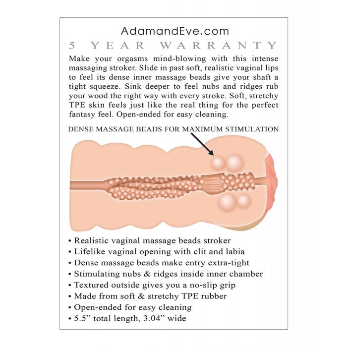 Adam & Eve Adam's Tight Stroker w/Massage Beads - Ivory - AE-WF-7143-844477017143-Plezzure-Masturbator Sleeves