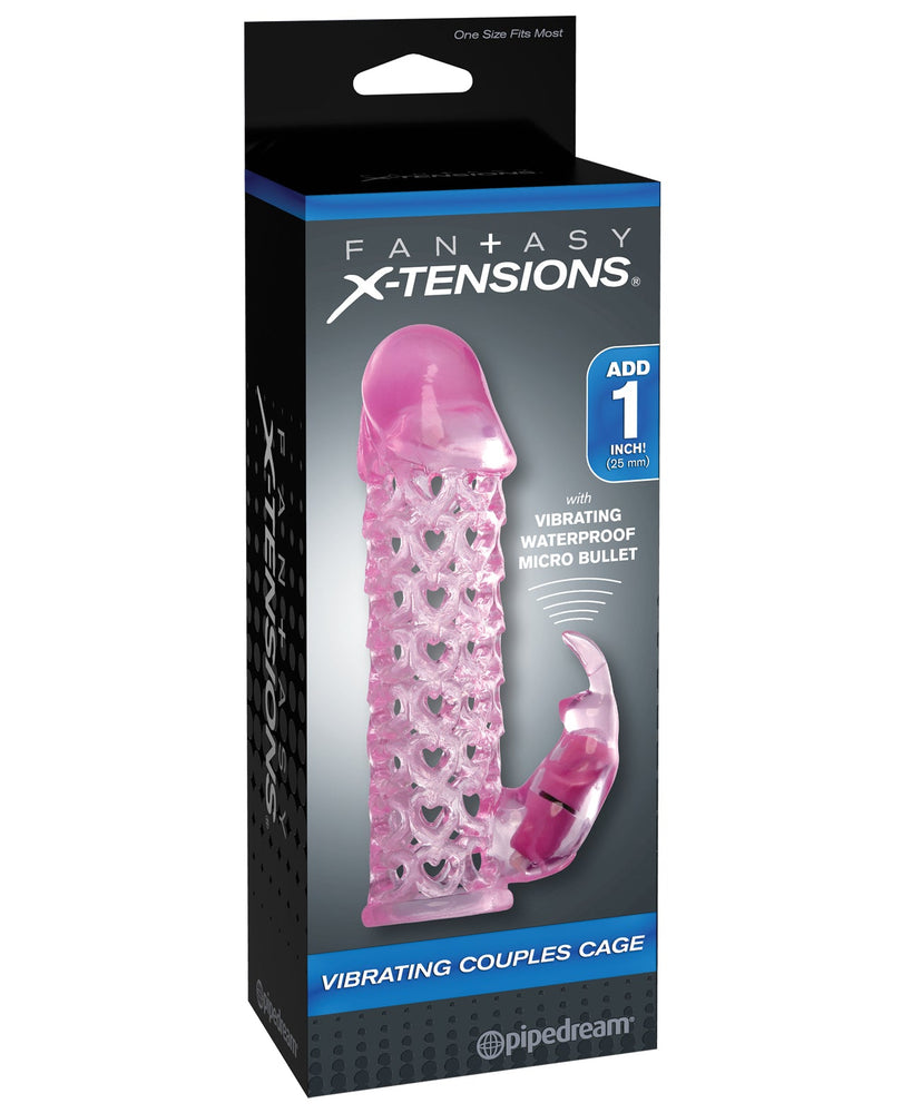 Fantasy X-tensions Vibrating Couples Cage - Pink - PD4146-11-603912347029-Plezzure-Couples Vibrators