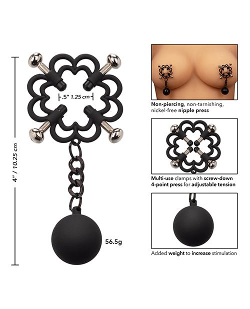 Nipple Grips Power Grip 4 Point Weighted Nipple Press - Black - SE2551-15-716770100924-Plezzure-Nipple Clamps