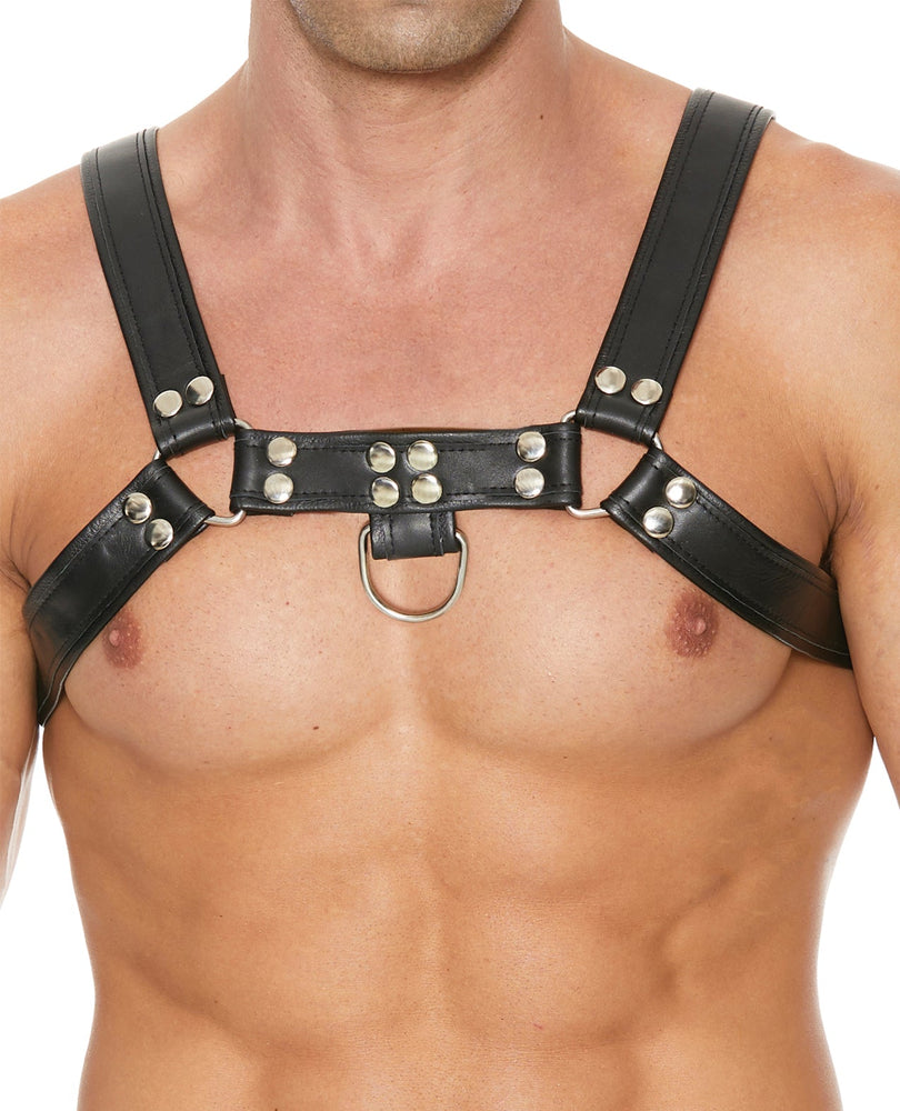 Shots Uomo Chest Bulldog Harness Small/Medium - Black - SHTUOM015BLKSM-7423522436479-Plezzure-Fetish Wear