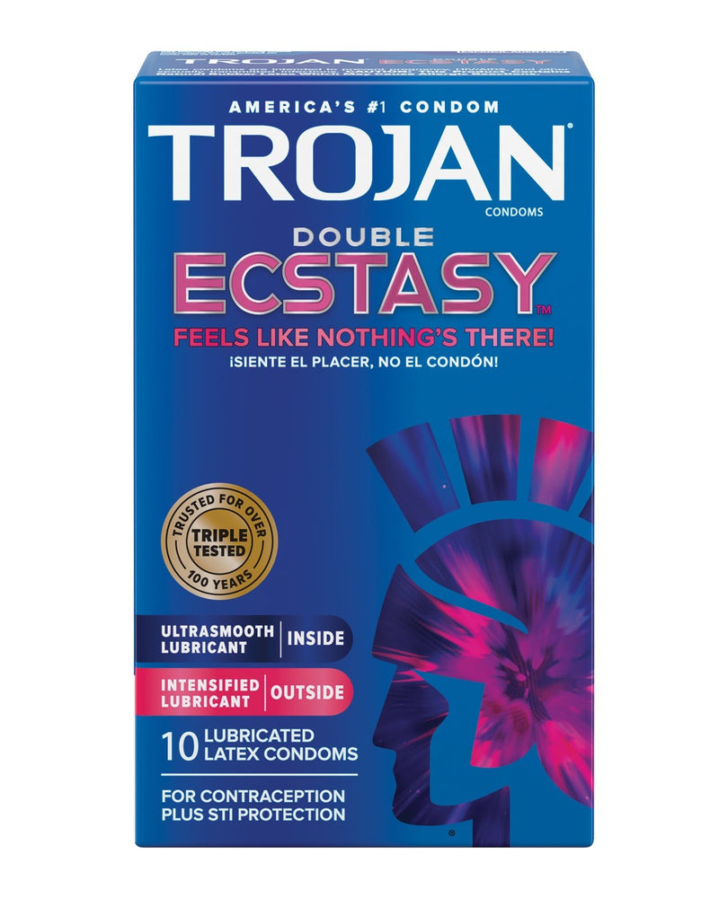 Trojan Double Ecstasy Condoms - Box of 10 - 7606-098-22600906681-Plezzure-Condoms