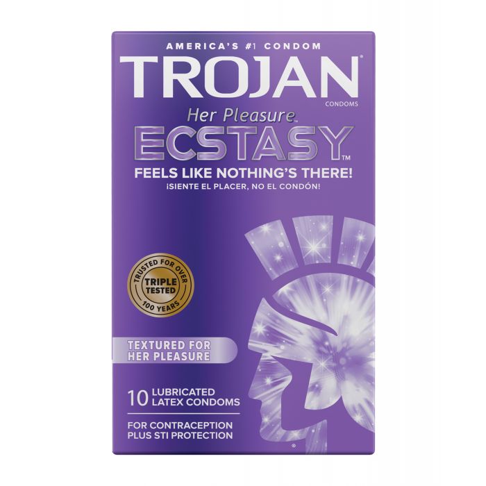 Trojan Her Pleasure Ecstasy Condoms - Box of 10 - 7606-092-022600973270-Plezzure-Condoms