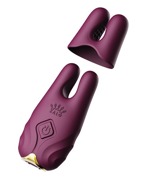 Zalo Nave Vibrating Nipple Clamps - Velvet Purple - ZAF03302-735632930479-Plezzure-Nipple Clamps