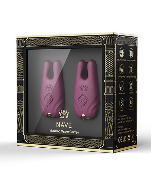 Zalo Nave Vibrating Nipple Clamps - Velvet Purple - ZAF03302-735632930479-Plezzure-Nipple Clamps